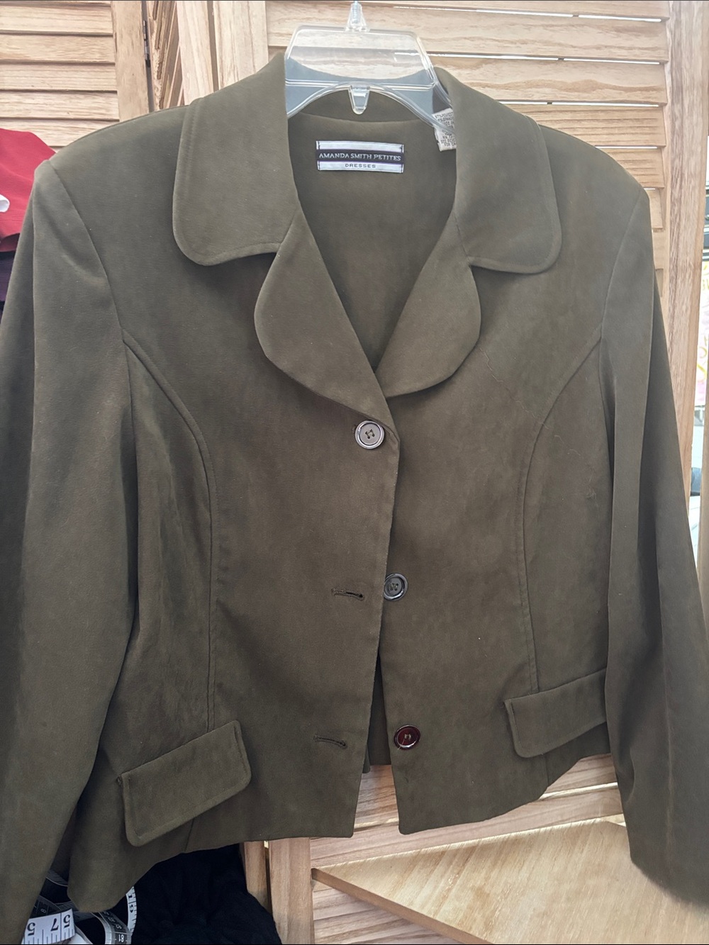 Amanda Smith Olive Ultra Suede Tailored Blazer 12P